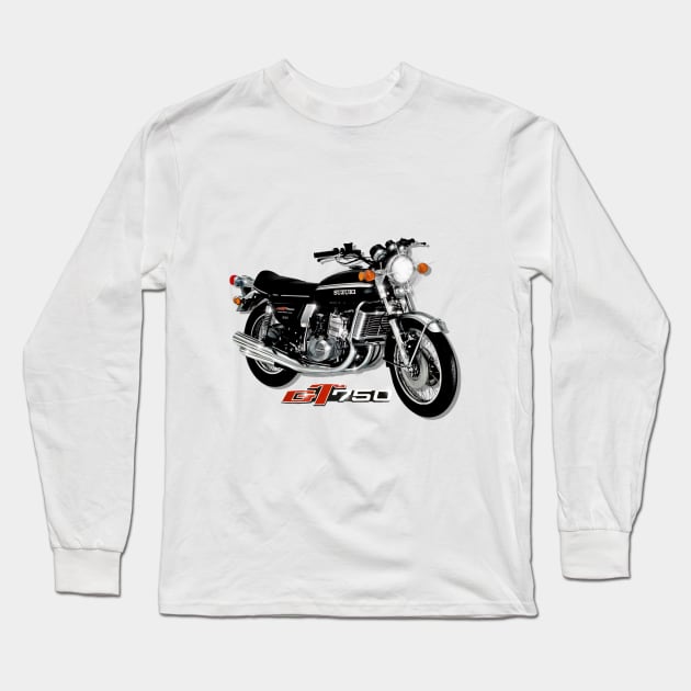 The 70s Classic Suzuki GT 750 by MotorManiac Long Sleeve T-Shirt by MotorManiac